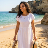 Chira Vestido midi con mangas cortas