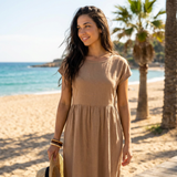 Chira Vestido midi con mangas cortas