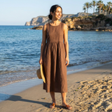 Chira Vestido midi con mangas cortas