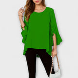Aria - Blusa de material ligero con escote redondo