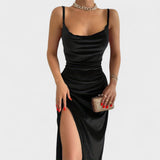 Gabriela - Vestido de terciopelo con corte lateral