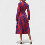 Vestido de fiesta Bianca – Estilo con patrón de animales en azul y rojo