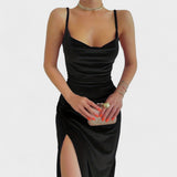 Gabriela - Vestido de terciopelo con abertura lateral