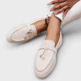 Mocasines inalámbricos para mujer con cinta decorativa