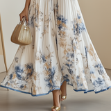 Jessie | Elegante Vestido Floral en Azul y Blanco
