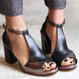 Nadaria | Sandalias altas negras con dedos al aire y diseño de patchwork
