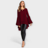 Aria - Blusa de material ligero con escote redondo