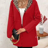 Adriana | Abrigo Reversible con Capucha y Estampado de Leopardo