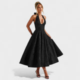 Effie - Vestido midi texturizado con escote en V