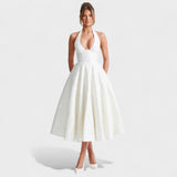 Effie - Vestido midi texturizado con escote en V
