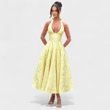 Effie - Vestido midi texturizado con escote en V