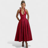 Effie - Vestido midi texturizado con escote en V