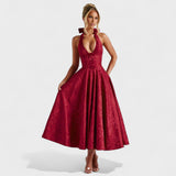 Effie - Vestido midi texturizado con escote en V