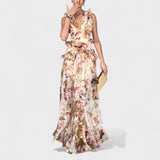 Isabela - Vestido largo con volantes florales