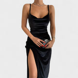 Gabriela - Vestido de terciopelo con abertura lateral