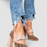 Selveta | Zapatillas de ante con estampado de leopardo y tacón estable