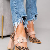 Selveta | Zapatillas de ante con estampado de leopardo y tacones estables