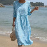 Joana | Vestido Maxi con Cuello Redondo y Estampado