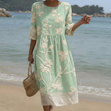 Gabi | Vestido Midi con Estampado de Plantas y Flores