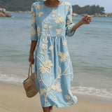 Cátia | Vestido Midi con Estampado de Plantas y Flores