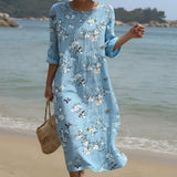 Beatriz | Vestido Maxi con Cuello Redondo y Estampado