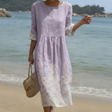Carla | Vestido Maxi con Cuello Redondo y Estampado