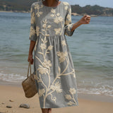 Ana | Vestido Midi con Estampado de Plantas y Flores