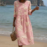Paula | Vestido Midi con Estampado de Plantas y Flores