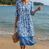 Liana | Vestido Maxi con Cuello Redondo y Estampado