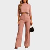Mareen - Conjunto ajustado de otoño con top y pantalones para mujeres