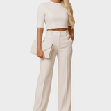 Mareen - Conjunto ajustado de otoño con top y pantalones para mujeres
