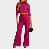 Mareen - Conjunto ajustado de otoño con top y pantalones para mujeres
