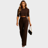 Mareen - Conjunto ajustado de otoño con top y pantalones para mujeres