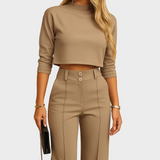 Mareen - Conjunto ajustado de otoño con top y pantalones para mujeres