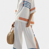 Bruna| Conjunto étnico Margo Blanco Azul Naranja