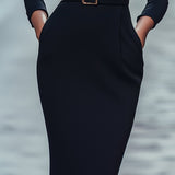 Iara | Vestido Negro Refinado con Cinturón