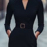 Iara | Vestido Negro Refinado con Cinturón