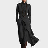 Teresa - Vestido maxi de punto asimétrico con cuello alto