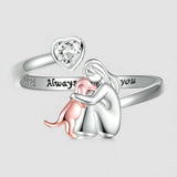 Anillo con perro rosa