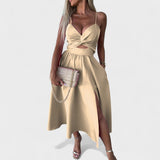 Cielo Divino – Vestido Midi con Escote Frontal