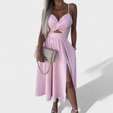 Cielo Divino – Vestido Midi con Escote Frontal