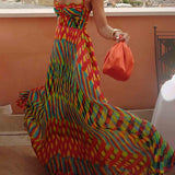 Aria | Maxi vestido sin mangas con patrón abstracto y corte A-line