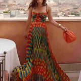 Aria | Maxi vestido sin mangas con patrón abstracto y corte A-line